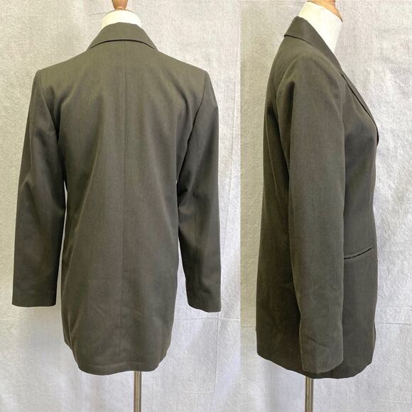 Vintage 90s Stephanie Andrews brown longline 3 button boyfriend blazer size 4 - Picture 4 of 13